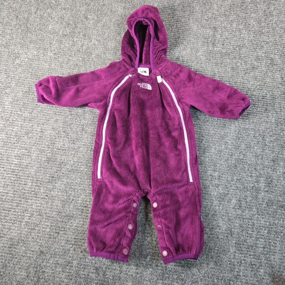 The North Face Bunting Infant 3-6M Purple Fleece Hooded One Piece Coverall